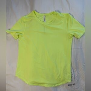 NEW lululemon athletica Neon Yellow High Neck Run and Train Short Sleeve Tee